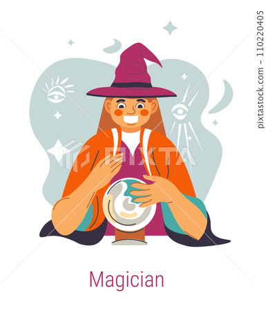 Jungian archetype of Magician, woman with ball Jungian archetype of Magician, woman with ball 110220405