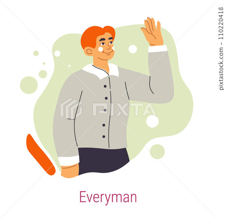 Jungian archetype of everyman, man waving hand Jungian archetype of everyman, man waving hand 110220418