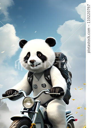 a Panda Bear Cartoon Character in a Fantasy Sky 110220767