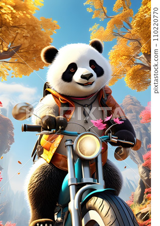 a Panda Bear Cartoon Character in a Fantasy Sky 110220770