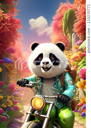 a Panda Bear Cartoon Character in a Fantasy Sky a Panda Bear Cartoon Character in a Fantasy Sky 110220771