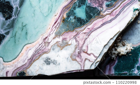 Colorful intricate marble with golden veins background. Stone background. Generative AI 110220998