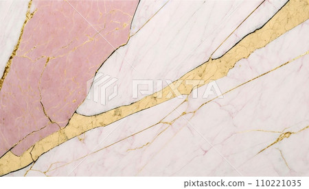 Pink and white marble with golden veins background. Generative AI 110221035