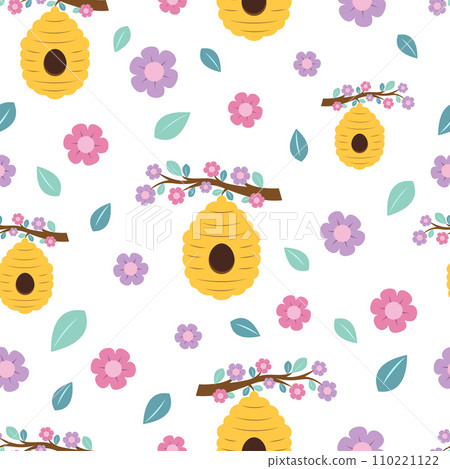 beehive on branch seamless pattern beehive on branch seamless pattern 110221122