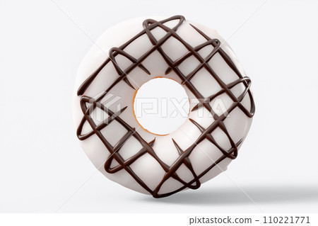Chocolate glazed donut with sprinkles on a white background 110221771