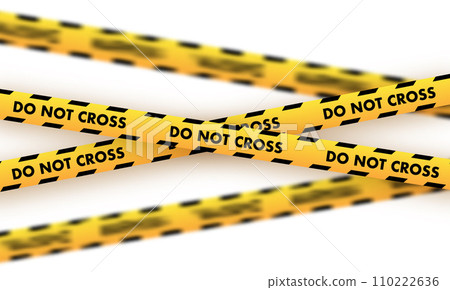 Caution tape vector illustration showing multiple DO NOT CROSS warning strips, ideal for safety, crime scene, and restricted area themes. 110222636