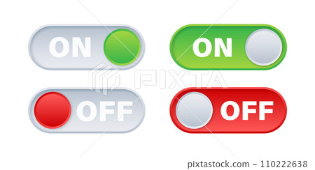 Vector Illustration of On and Off Toggle Switch Buttons in Green and Red Colors Vector Illustration of On and Off Toggle Switch Buttons in Green and Red Colors 110222638