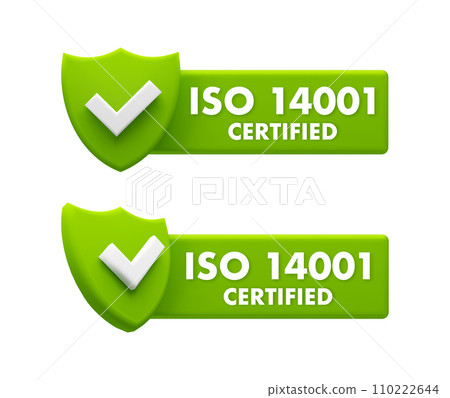 ISO 14001 Certified Environmental Management Shields - Eco-Friendly Standard Assurance Badges 110222644