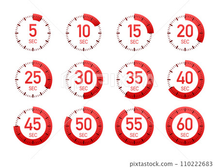 Set of red kitchen timers with various time intervals vector illustration for stock image websites Set of red kitchen timers with various time intervals vector illustration for stock image websites 110222683