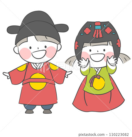 An illustration of children in hanbok. An illustration of children in hanbok. 110223082