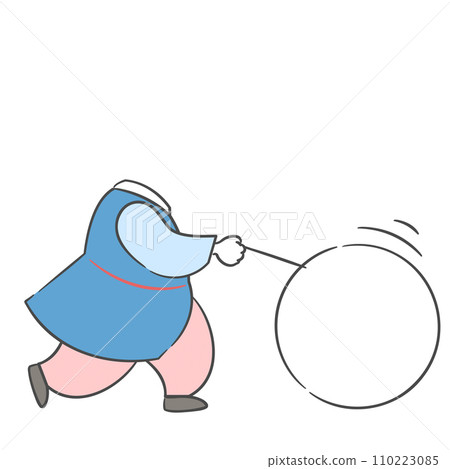 An illustration of a child wearing a hanbok, rolling a hoop in play with a cutout for compositing a face. An illustration of a child wearing a hanbok, rolling a hoop in play with a cutout for compositing a face. 110223085