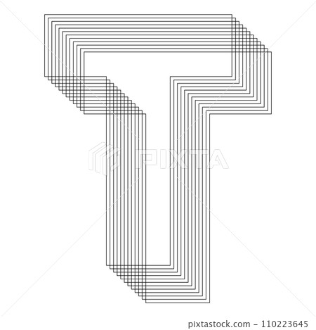 T Letter. 3D Geometric letter. Streetwear stile. T Letter. 3D Geometric letter. Streetwear stile. 110223645