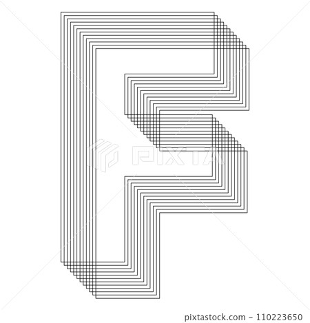 F Letter. 3D Geometric letter. Streetwear stile.  110223650