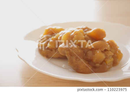 Brown sugar demon manju on a white plate 7 110223975