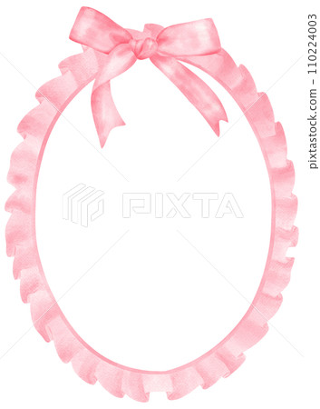 Pink Coquette frame oval shape aesthetic watercolor 110224003