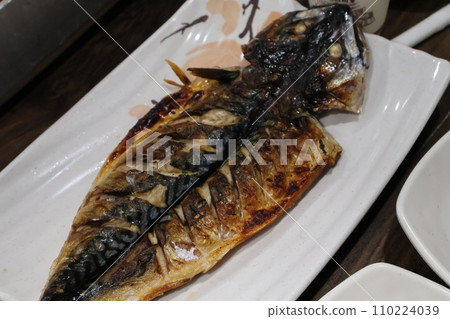 Korean food. Grilled mackerel on a plate 110224039