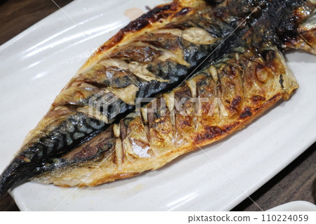Korean food. Grilled mackerel on a plate 110224059