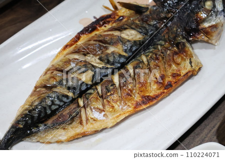 Korean food. Grilled mackerel on a plate 110224071