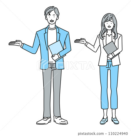 Business people male and female giving guidance 110224940