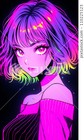 手绘赛博朋克风格漂亮可爱的卡通动漫女孩插画 手绘赛博朋克风格漂亮可爱的卡通动漫女孩插画 110225123