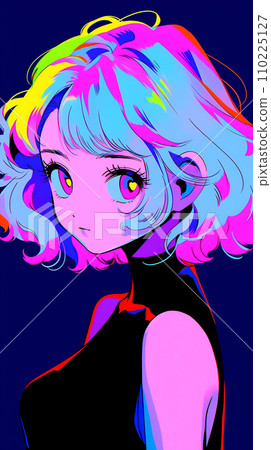 手绘赛博朋克风格漂亮可爱的卡通动漫女孩插画 手绘赛博朋克风格漂亮可爱的卡通动漫女孩插画 110225127