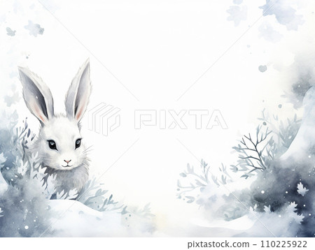 白兔和森林背景AI圖像插圖 白兔和森林背景AI圖像插圖 110225922