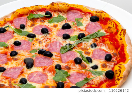 Pizza. Homemade pizza. Delicious pizza. Freshly made Italian margherita pizza with buffalo mozzarella and basil. Pizza with cheese, tomato sauce. Wood oven. World Pizza Day. February 9. 2024. Pizza. Homemade pizza. Delicious pizza. Freshly made Italian margherita pizza with buffalo mozzarella and basil. Pizza with cheese, tomato sauce. Wood oven. World Pizza Day. February 9. 2024. 110226142