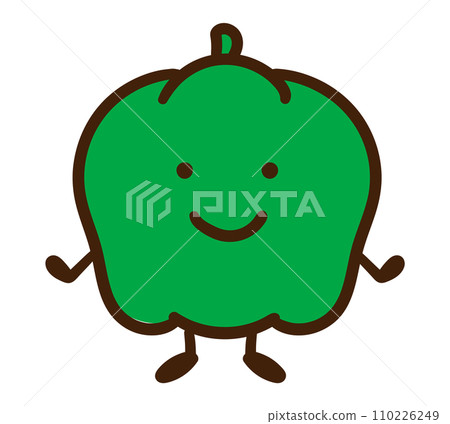 Deformed anthropomorphic illustration of a cute green pepper character 110226249