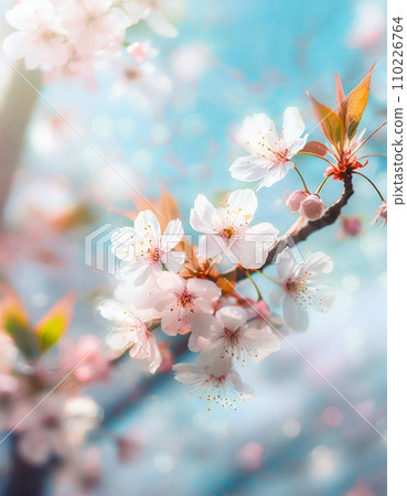 Cherry blossoms in full bloom, cherry blossom petals falling splendidly 110226764
