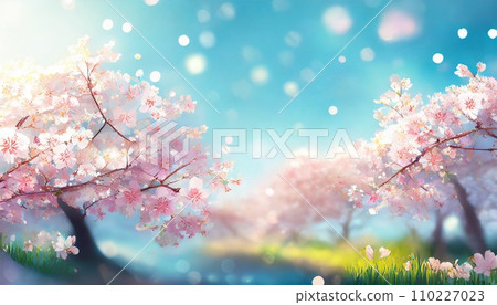 Cherry blossoms in full bloom, cherry blossom petals falling splendidly Cherry blossoms in full bloom, cherry blossom petals falling splendidly 110227023