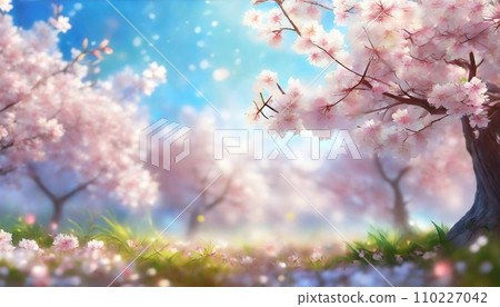 Cherry blossoms in full bloom, cherry blossom petals falling splendidly Cherry blossoms in full bloom, cherry blossom petals falling splendidly 110227042