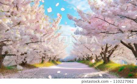 櫻花盛開,櫻花花瓣飄落,絢麗多彩 櫻花盛開,櫻花花瓣飄落,絢麗多彩 110227062