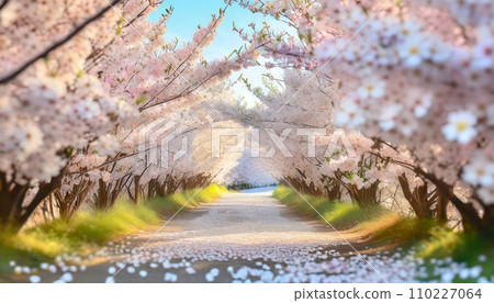 櫻花盛開,櫻花花瓣飄落,絢麗多彩 櫻花盛開,櫻花花瓣飄落,絢麗多彩 110227064