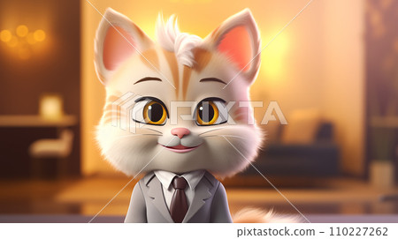 Cartoon cute cat illustration in suit Cartoon cute cat illustration in suit 110227262