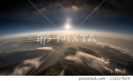 從太空看到美麗的藍色閃亮地球 110227624