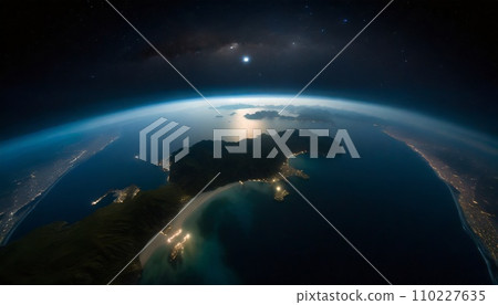 Beautiful blue shining earth seen from space 110227635