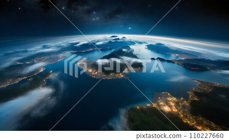 從太空看到美麗的藍色閃亮地球 110227660