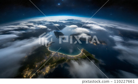 從太空看到美麗的藍色閃亮地球 110227661