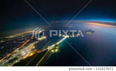 Beautiful blue shining earth seen from space 110227671
