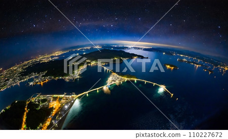 從太空看到美麗的藍色閃亮地球 110227672