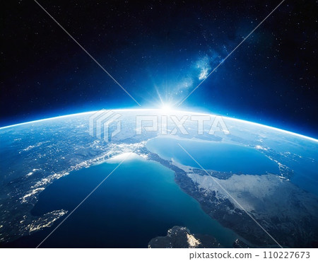 從太空看到美麗的藍色閃亮地球 110227673