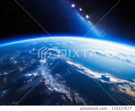 Beautiful blue shining earth seen from space 110227677