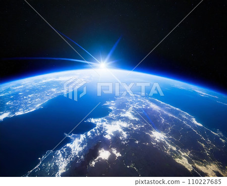 從太空看到美麗的藍色閃亮地球 110227685