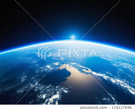 從太空看到美麗的藍色閃亮地球 110227686