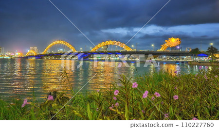 Dragon bridge over river Han in Da Nang, Vietnam 110227760