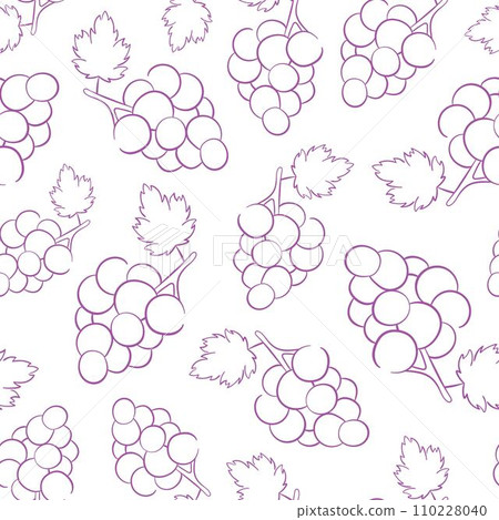 Grape line art style seamless pattern. Vector illustration on a white background. Grape line art style seamless pattern. Vector illustration on a white background. 110228040