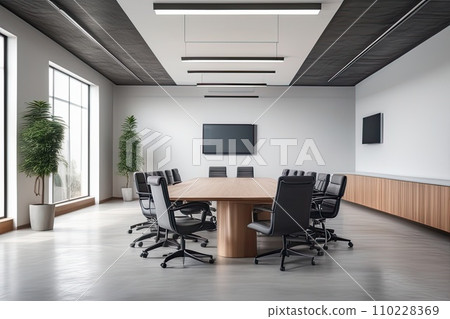 Modern corporate office interior with empty conference room 110228369