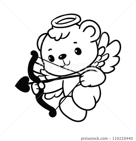 Kawaii cupid bear line art vector illustration Kawaii cupid bear line art vector illustration 110228440