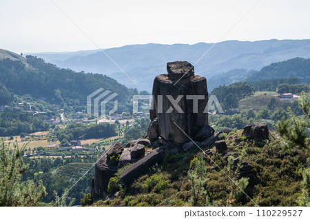 Landscapes of Peneda Geres National Park, North Portugal, view of the mountains, stone monuments and trees, selective focus 110229527
