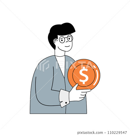 Business and finance concept with cartoon people in flat design for web. Man increases income and profit, getting financial success. Vector illustration for social media banner, marketing material. Business and finance concept with cartoon people in flat design for web. Man increases income and profit, getting financial success. Vector illustration for social media banner, marketing material. 110229547